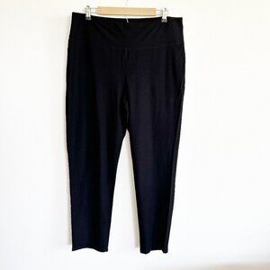 Eileen Fisher Crepe Ankle Pants Black Tapered Leg Pull On Wide Waistband